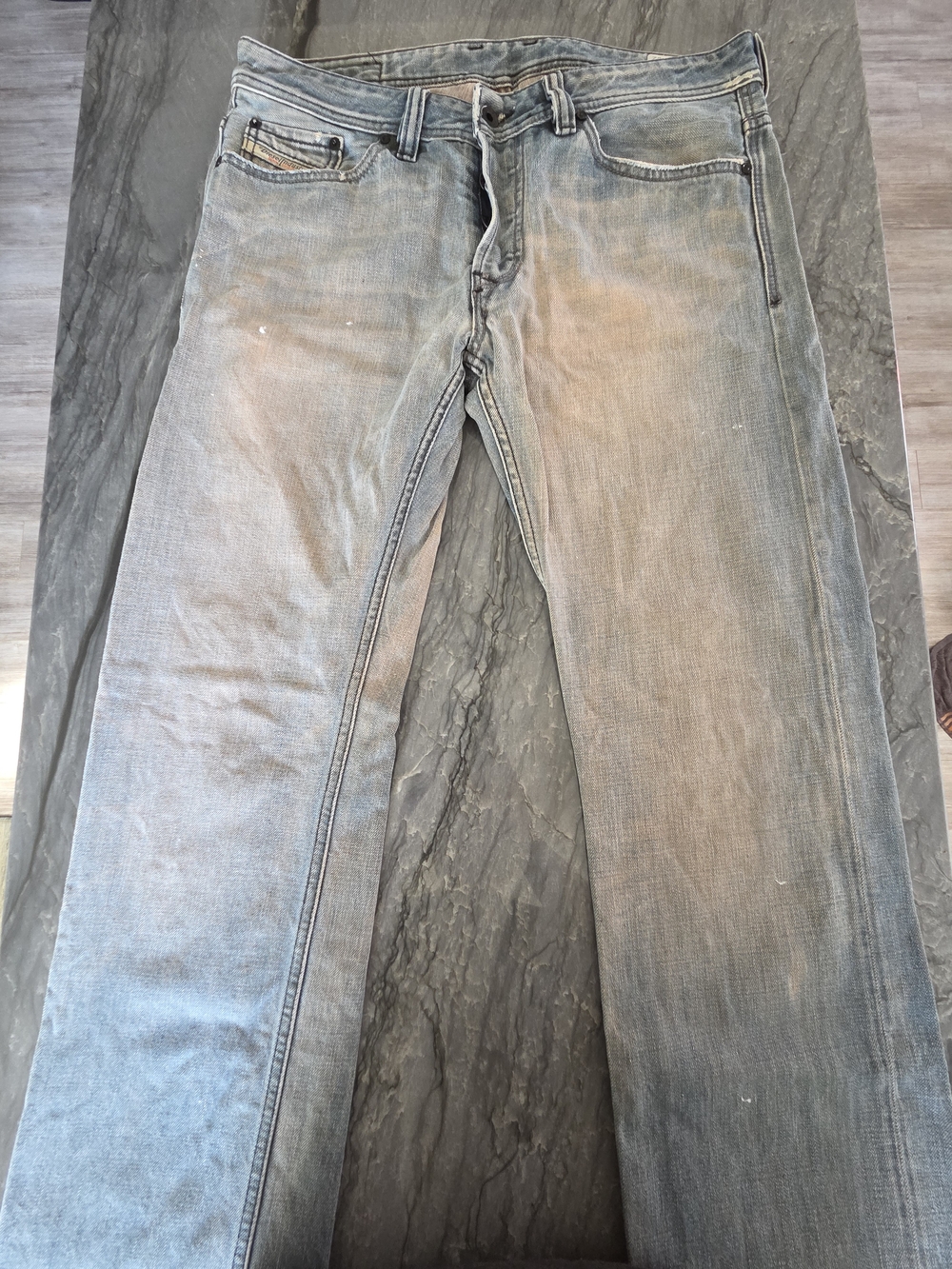 Diesel Men's Vintage Straight Jeans in Washed Blue-Grey Like New